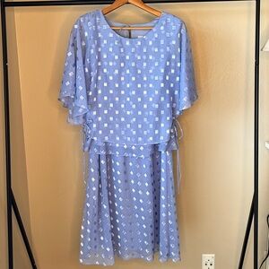 Vintage R&M Richards Light Periwinkle Dress with Silver Accents Set 2 Piece’s